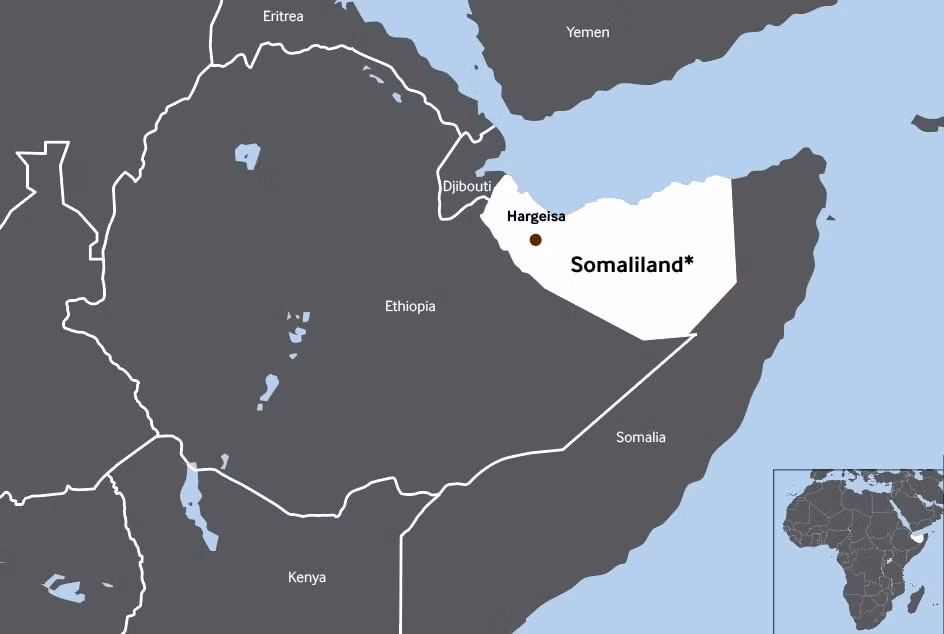 Vị trí của Cộng hòa Somaliland tự xưng trên bản đồ. Ảnh: GI