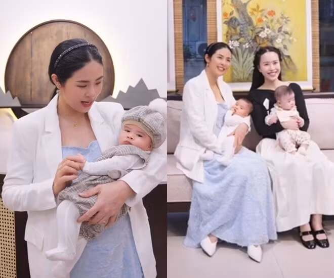 Hoa hậu Ngọc Hân và MC Ngô Mai Phương hội ngộ cùng hai con nhỏ