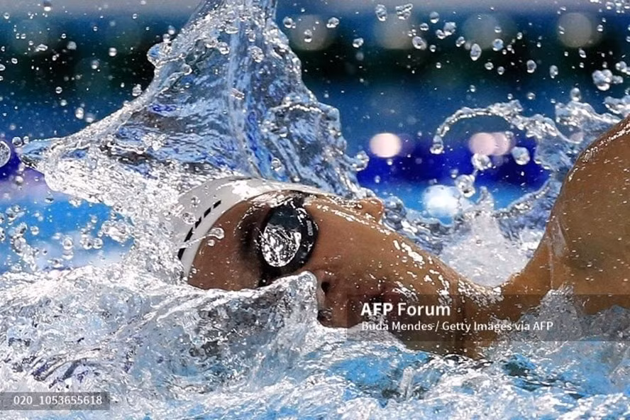 Vận động viên Nguyễn Huy Hoàng bị loại ở nội dung bơi 1500m tự do nam. Ảnh: AFP