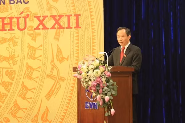 Đồng chí Thiều Kim Quỳnh, Bí thư Đảng bộ, Chủ tịch HĐTV nhiệm kỳ 2015 - 2020 phát biểu tại Đại hội_Ảnh: Hạnh Trần