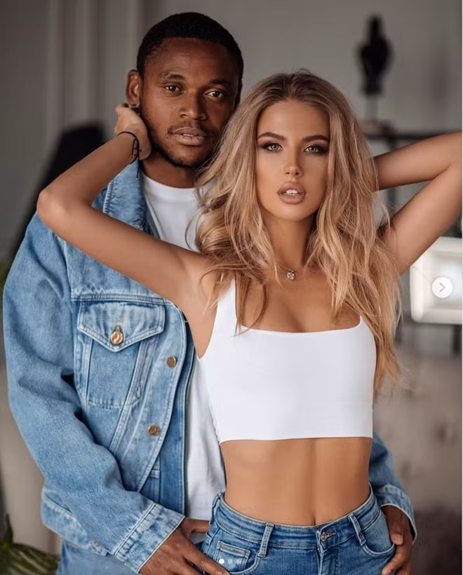 Siêu mẫu xinh đẹp Ekaterina Dorozhko và chồng tuyển thủ người Brazil, Luiz Adriano. Ảnh: Instagram (@dorozhko)