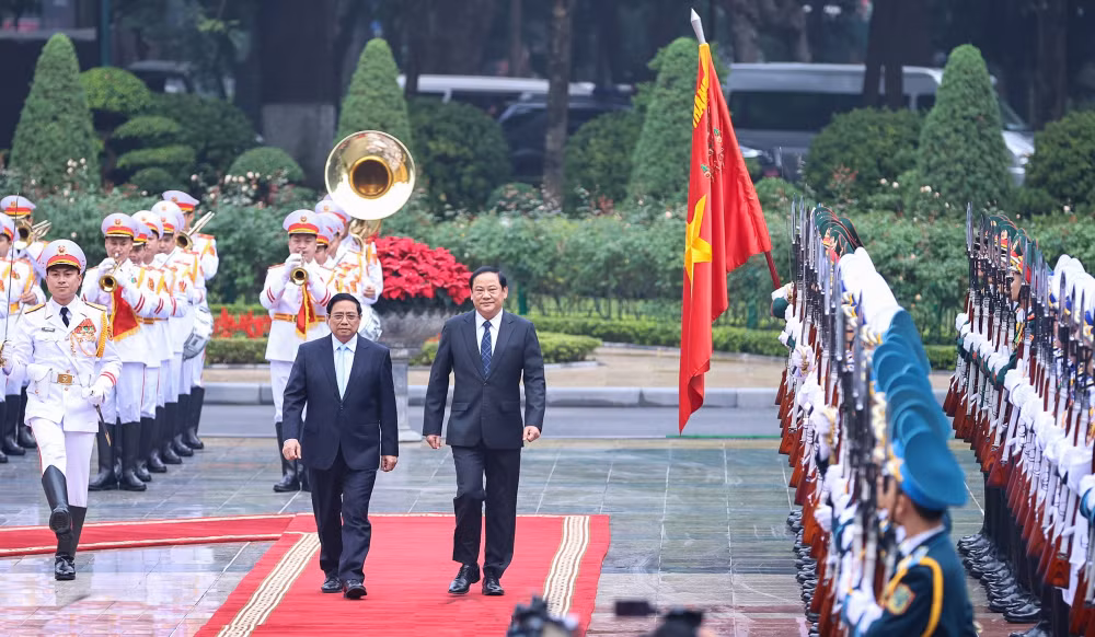 thu tuong pham minh chinh chu tri le don thu tuong lao sonexay siphandone tham chinh thuc viet nam hinh 5