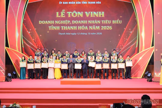 Thanh Hóa tôn vinh doanh nghiệp, doanh nhân tiêu biểu năm 2026