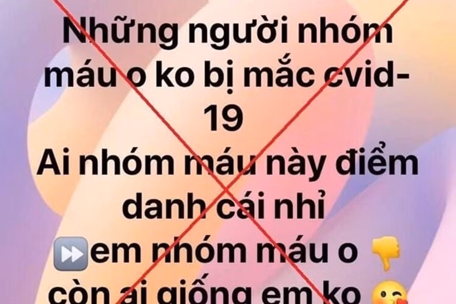 T. đã đăng thông tin bịa đặt cho rằng người nhóm máu O không mắc COVID-19.