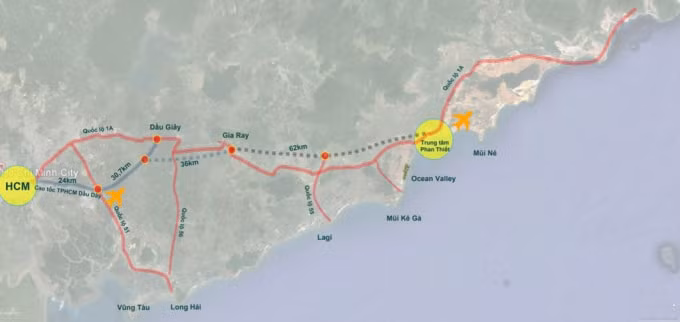 Toàn tuyến cao tốc Dầu Giây - Phan Thiết.
