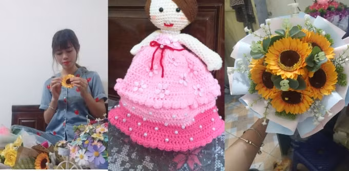 Những ngày nghỉ ở nhà, cô Quyền làm hàng handmade để bán (ảnh TL)