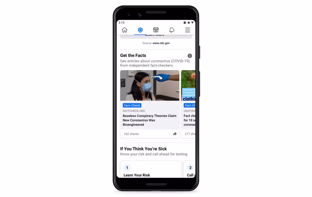 Facebook cũng công bố số liệu thống kê về nỗ lực nhằm ngăn chặn thông tin sai lệch về dịch Covid-19. Ảnh: techspot