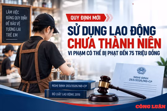 Dùng lao động chưa thành niên sai quy định, phạt đến 75 triệu đồng