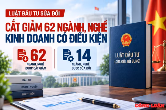Luật Đầu tư sửa đổi cắt giảm 62 ngành, nghề kinh doanh có điều kiện
