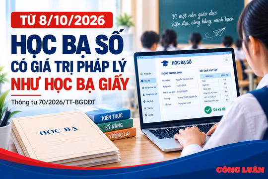 Từ ngày 8/10, học bạ số có giá trị pháp lý như học bạ giấy