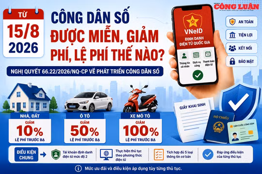 Từ 15/8: Công dân số được miễn, giảm phí, lệ phí thế nào?