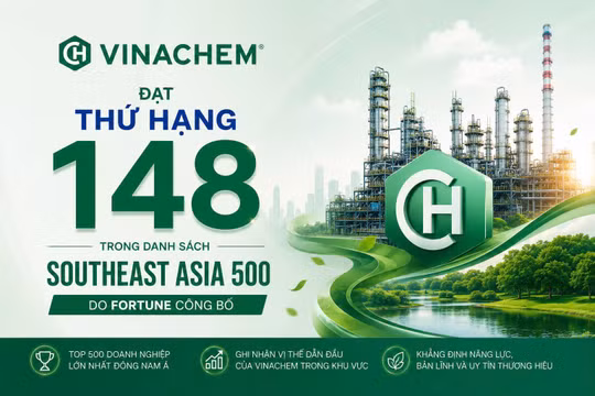 VINACHEM được vinh danh trong bảng xếp hạng 500 doanh nghiệp hàng đầu Đông Nam Á năm 2026