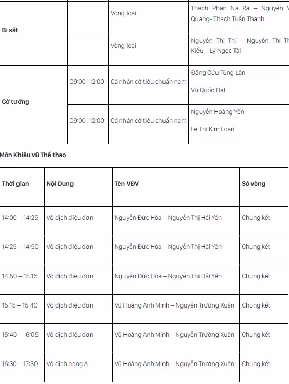 lich thi dau sea games 31 ngay hom nay 16 5 hinh 16