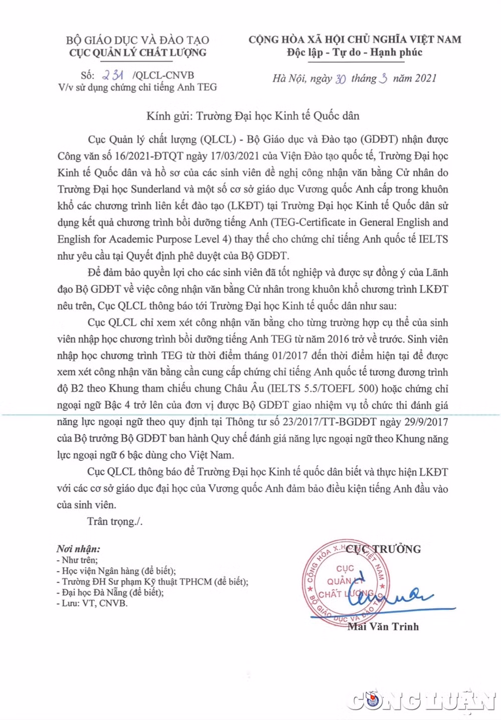 chung chi ngoai ngu khong duoc cong nhan sinh vien khong du dieu kien ra truong hinh 5