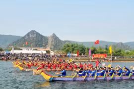 Tranh tài giải đua thuyền truyền thống trên sông Gianh ở Quảng Bình