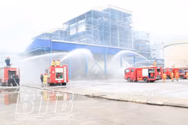 Diễn tập xử trí tình huống sự cố hóa chất tại Nhà máy Nhiệt điện Thái Bình 2