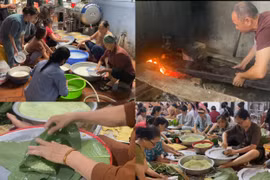 Ấm lòng người dân Hà Nội gói hàng nghìn chiếc bánh chưng gửi người dân vùng lũ