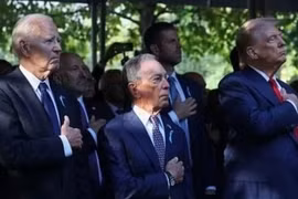 Các ông bà Biden, Harris và Trump cùng xuất hiện trong lễ tưởng niệm vụ khủng bố 11/9