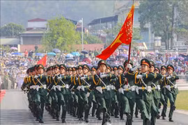 Hợp luyện toàn bộ khối diễu binh, diễu hành Lễ kỷ niệm 70 năm Chiến thắng Điện Biên Phủ