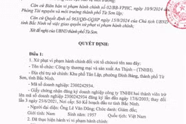 Xả thải vượt quy chuẩn từ 10 lần trở lên, doanh nghiệp sản xuất bia tại Bắc Ninh bị phạt 192 triệu đồng
