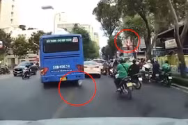 Tài xế xe buýt lấn làn, vượt ẩu tại trung tâm TP. HCM bị phạt 2 lỗi