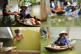 Chương Mỹ (Hà Nội): Nhiều hộ dân khốn khổ sống chung với biển nước lũ
