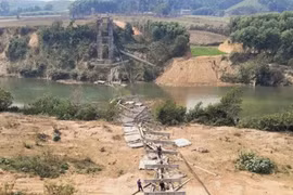 Sập cầu treo có tuổi đời 10 năm tại Nghệ An
