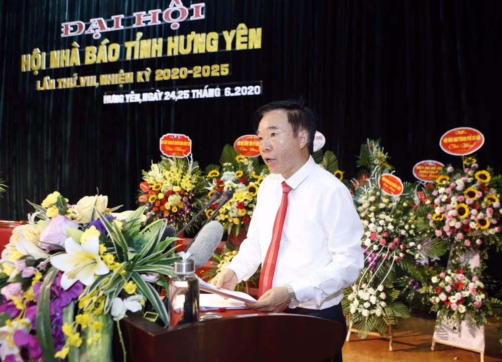 Chủ tịch Hội Nhà báo Hưng Yên phát biểu tại Đại hội