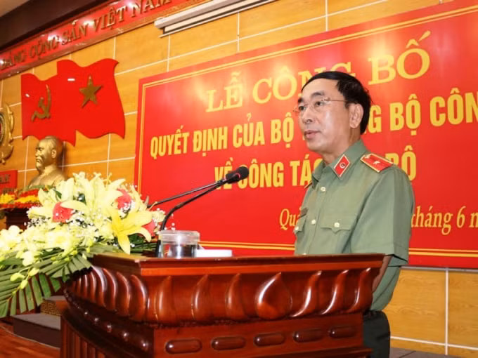 Thiếu tướng Trần Quốc Tỏ, Thứ trưởng Bộ Công an phát biểu tại buổi lễ.