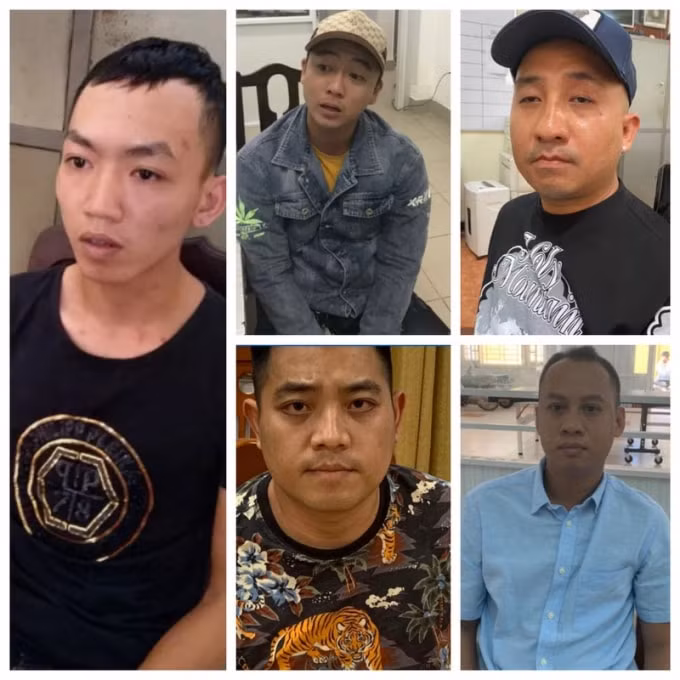 Nhóm nghi phạm bị cảnh sát tạm giữ - Ảnh: Công an cung cấp.
