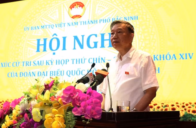 Đại tướng Tô Lâm, Ủy viên Bộ Chính trị, Bộ trưởng Bộ Công an phát biểu