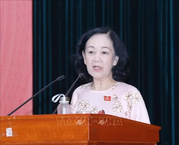 Bà Trương Thị Mai phát biểu tại chỉ đạo Đại hội. Ảnh: TTXVN