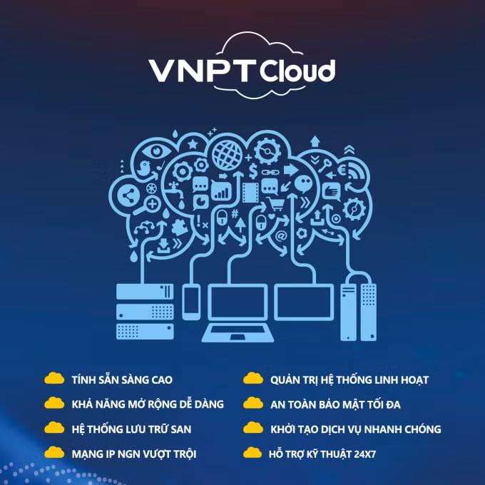 Dịch vụ cung cấp hạ tầng máy chủ ảo trên nền điện toán đám mây VNPT Cloud.