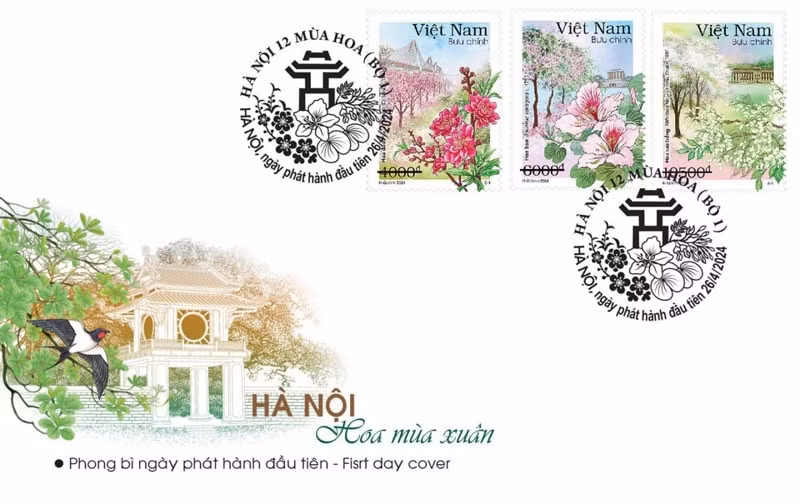 phat hanh bo tem ha noi 12 mua hoa hinh 2