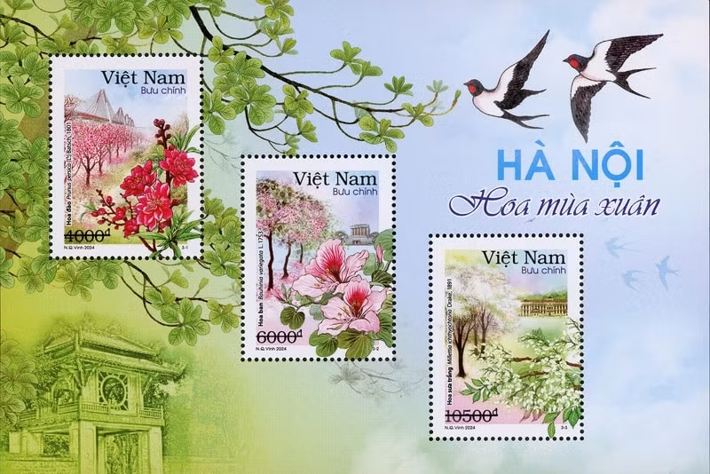 phat hanh bo tem ha noi 12 mua hoa hinh 1
