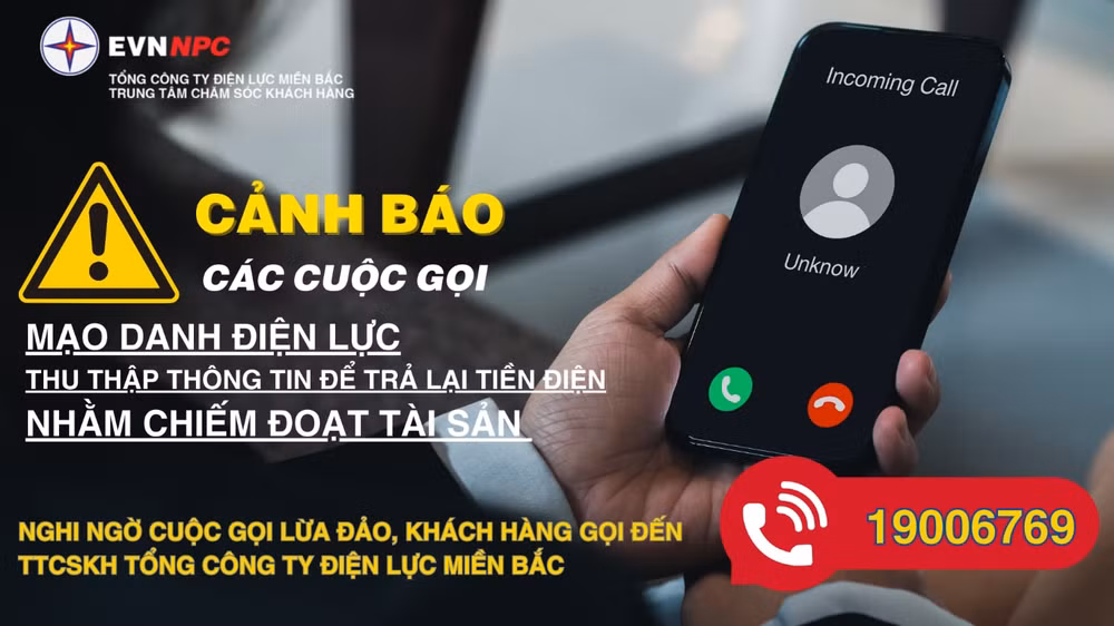 evnnpc canh bao cuoc goi mao danh nhan vien dien luc hoan tien dien cho khach hang hinh 1