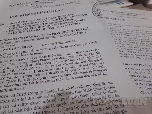 Đơn thư khiếu kiện của Công ty Thuận Lợi gửi Báo Nhà báo và Công luận