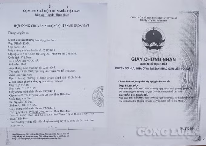 Giấy chứng nhận quyền sử dụng đất của ông Phạm Dần, ngay sau đó đã được chuyển nhượng lại cho người khác.