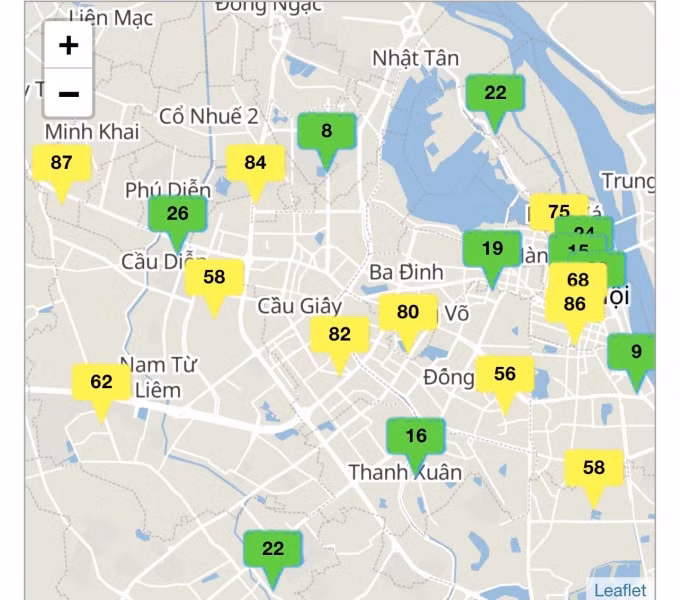 Sắc AQi xanh vàng đen xen trong ngày cuối cùng của năm 2020. Ảnh: Dương Lâm