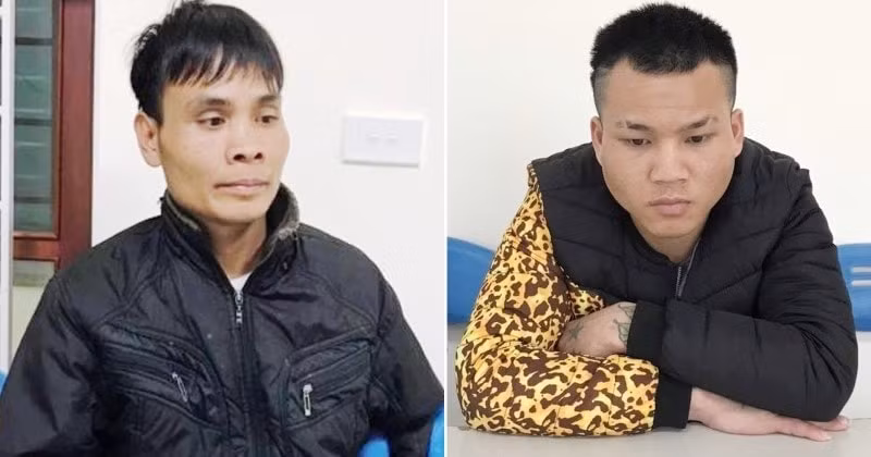 Đối tượng Cụt Văn Út (bìa trái) và Cụt Văn Dao tại cơ quan điều tra. Ảnh: vietnamnet.vn