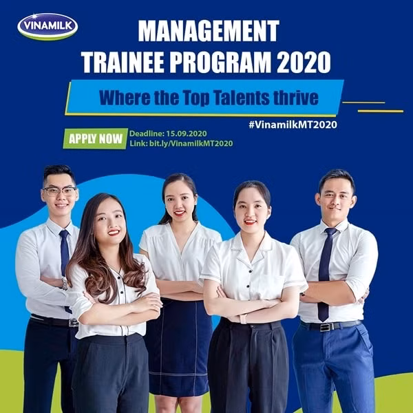 Chương trình “Quản trị viên tập sự Vinamilk 2020” sẽ chính thức khởi động từ ngày 01.08.2020 và hạn chót nhận hồ sơ ứng tuyển là 15.09.2020