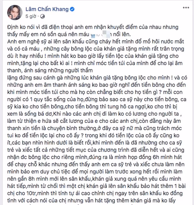Lâm Chấn Khang viết một 
