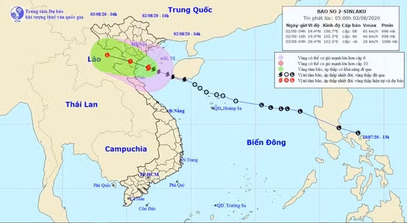 Dự báo đường đi của bão số 2. Ảnh: internet.