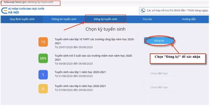 Hình ảnh giao diện trang xác nhận vào lớp 10. Ảnh: internet.