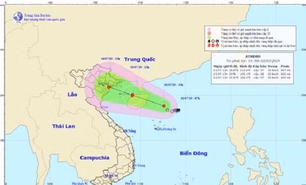 Dự báo đường đi và hướng di chuyển của vùng thấp. (Ảnh: TTKTTVQG)