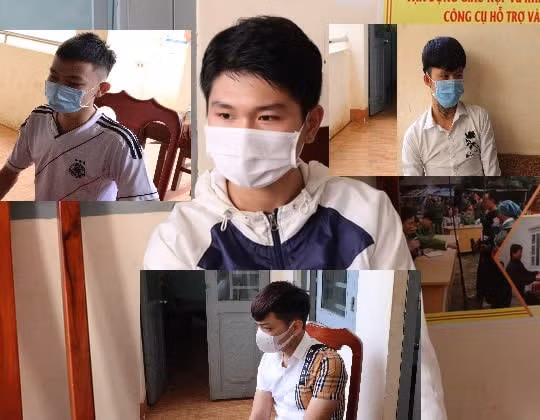 4 thanh, thiếu niên được mời lên trụ sở Công an xã Đồng Tiến, huyện Đồng Phú, tỉnh Bình Phước để làm việc. Ảnh: nld.com.vn