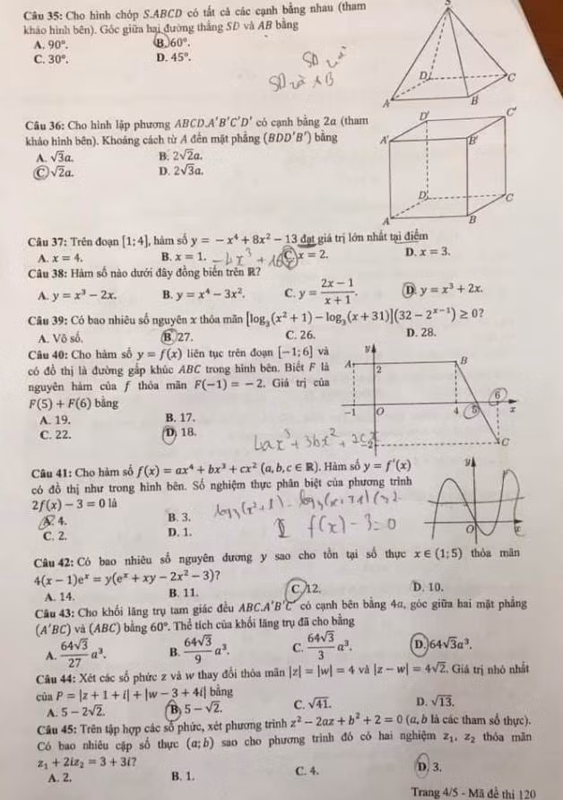 Đề thi môn Toán tốt nghiệp THPT 2021 đợt 2 được đánh giá tương đồng với đề thi đợt 1 ảnh 5