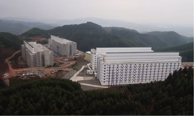 Trang trại nuôi heo theo mô hình nhà cao tầng tại Trung Quốc. Ảnh: Bloomberg.