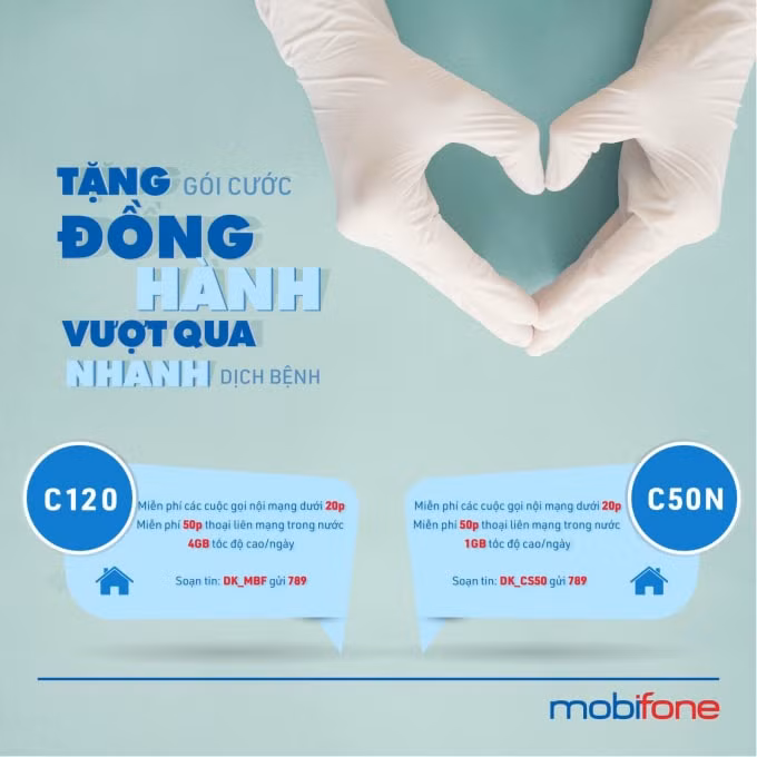 Một số chương trình, gói cước mà MobiFone đã gửi tới khách hàng với tinh thần Đồng hành, Chia sẻ trong mùa dịch bệnh. Nguồn: Mobifone.