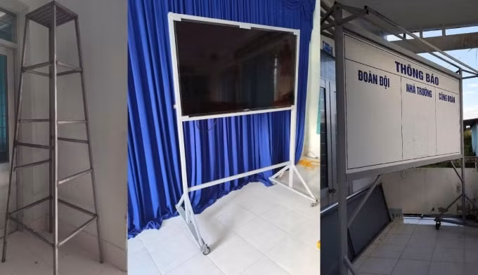 Một số vật dụng do ông Trần Văn Tâm làm đang được sử dụng tại trường. Ảnh:Minh Minh